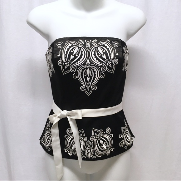 White House Black Market Tops - WHITE HOUSE BLACK MARKET Strapless Black Satin